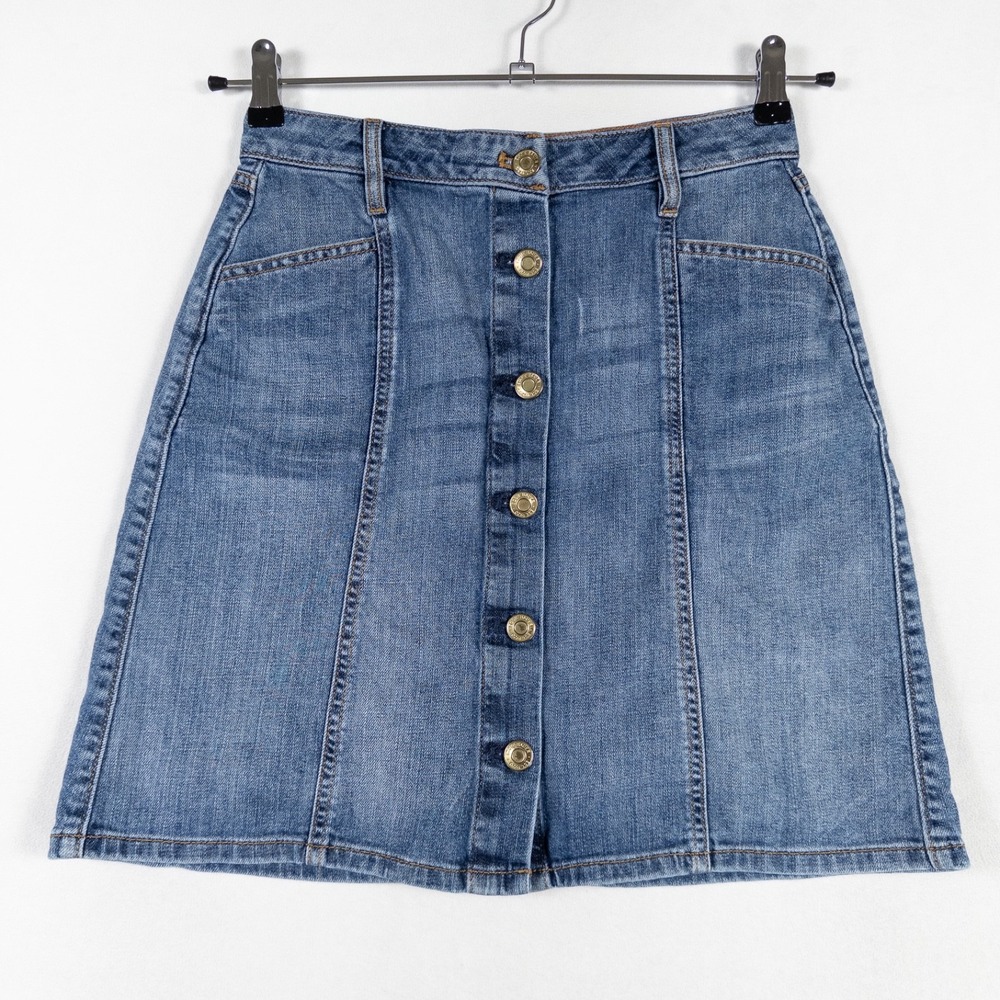 Eddie Bauer x Ilaria Urbinati Denim Skirt Sz 4 Blue Button Up Coastal Cowgirl